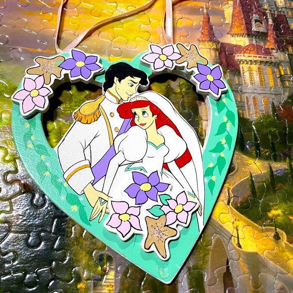 DISNEY’S THE LITTLE MERMAID VTG 90s KURT ADLER HANDCRAFTED WOODEN XMAS ORNAMENT - Picture 4 of 8